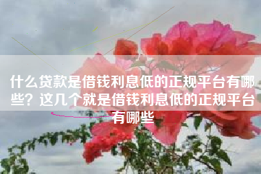 什么贷款是借钱利息低的正规平台有哪些？这几个就是借钱利息低的正规平台有哪些