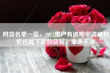网贷名单一览，2022黑户有逾期申请被秒拒还能下款的贷款，拿走不谢