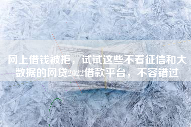 网上借钱被拒，试试这些不看征信和大数据的网贷2022借款平台，不容错过