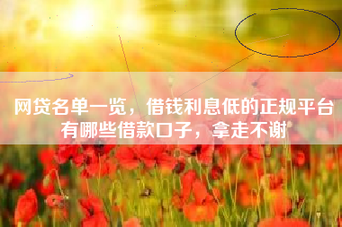 网贷名单一览，借钱利息低的正规平台有哪些借款口子，拿走不谢