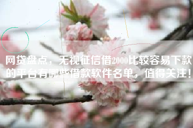 网贷盘点，无视征信借2000比较容易下款的平台有哪些借款软件名单，值得关注！