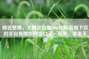 精选整理，无视征信借2000比较容易下款的平台有哪些网贷口子一览表，拿走不谢