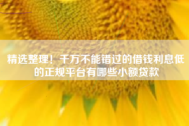 精选整理！千万不能错过的借钱利息低的正规平台有哪些小额贷款
