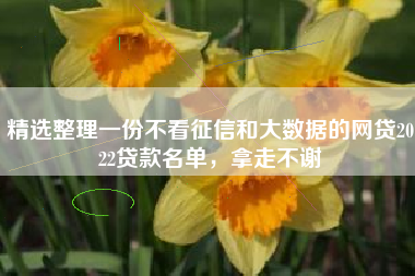 精选整理一份不看征信和大数据的网贷2022贷款名单，拿走不谢