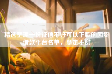 精选整理一份征信不好可以下款的网贷借款平台名单，拿走不谢