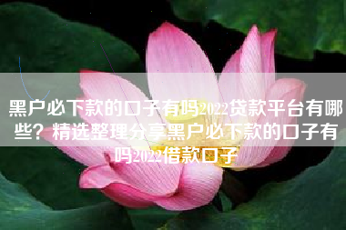 黑户必下款的口子有吗2022贷款平台有哪些？精选整理分享黑户必下款的口子有吗2022借款口子