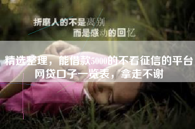 精选整理，能借款5000的不看征信的平台网贷口子一览表，拿走不谢