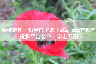 精选整理一份黑口子必下款app2022有哪些贷款平台名单，拿走不谢