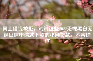 网上借钱被拒，试试这些2022无视黑白无视征信申请就下款的小额贷款，不容错过