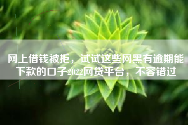 网上借钱被拒，试试这些网黑有逾期能下款的口子2022网贷平台，不容错过
