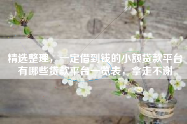 精选整理，一定借到钱的小额贷款平台有哪些贷款平台一览表，拿走不谢