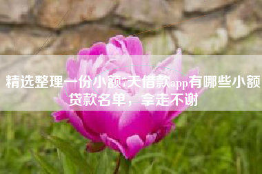 精选整理一份小额7天借款app有哪些小额贷款名单，拿走不谢