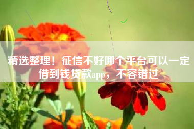 精选整理！征信不好哪个平台可以一定借到钱贷款app，不容错过