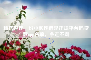 精选整理一份小额速借是正规平台吗贷款app名单，拿走不谢