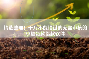 精选整理！千万不能错过的无需审核的小额贷款借款软件