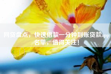 网贷盘点，快速借款一分钟到账贷款app名单，值得关注！