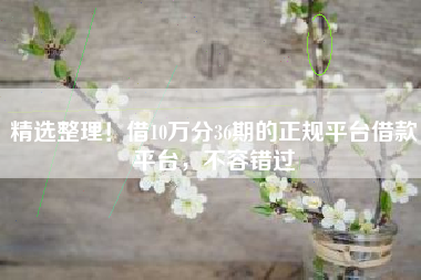 精选整理！借10万分36期的正规平台借款平台，不容错过