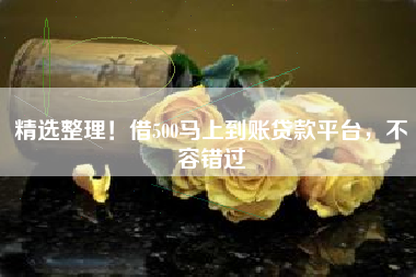 精选整理！借500马上到账贷款平台，不容错过