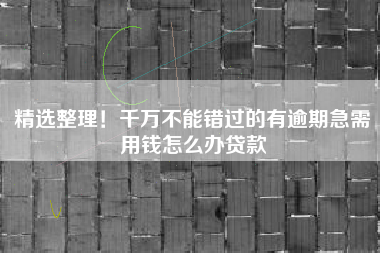 精选整理！千万不能错过的有逾期急需用钱怎么办贷款