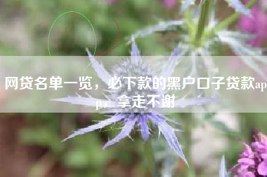 网贷名单一览，必下款的黑户口子贷款app，拿走不谢