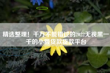 精选整理！千万不能错过的2022无视黑一千的小额贷款贷款平台