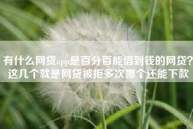 有什么网贷app是百分百能借到钱的网贷？这几个就是网贷被拒多次哪个还能下款