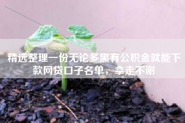 精选整理一份无论多黑有公积金就能下款网贷口子名单，拿走不谢