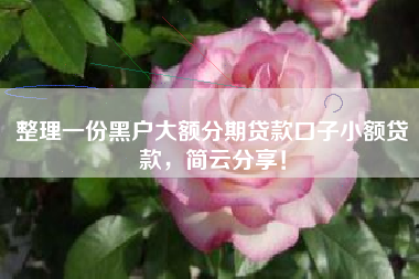 整理一份黑户大额分期贷款口子小额贷款，简云分享！