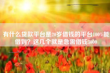 有什么贷款平台是20岁借钱的平台100%能借到？这几个就是急需借钱3000