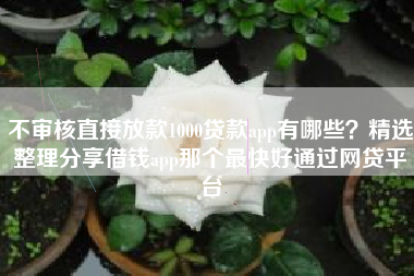 不审核直接放款1000贷款app有哪些？精选整理分享借钱app那个最快好通过网贷平台
