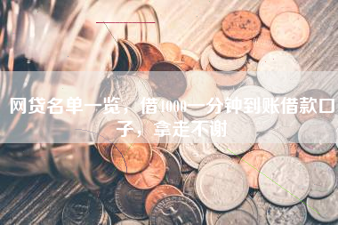 网贷名单一览，借4000一分钟到账借款口子，拿走不谢