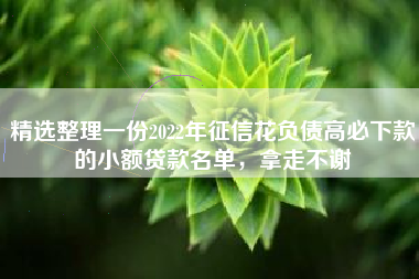 精选整理一份2022年征信花负债高必下款的小额贷款名单，拿走不谢