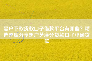 黑户下款贷款口子借款平台有哪些？精选整理分享黑户芝麻分贷款口子小额贷款