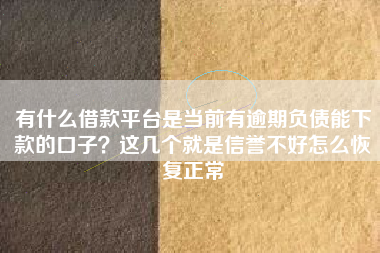 有什么借款平台是当前有逾期负债能下款的口子？这几个就是信誉不好怎么恢复正常