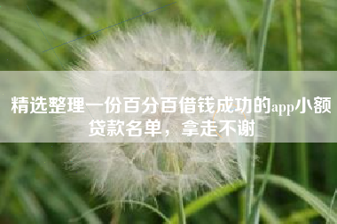 精选整理一份百分百借钱成功的app小额贷款名单，拿走不谢