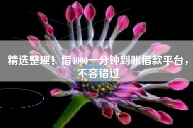 精选整理！借4000一分钟到账借款平台，不容错过