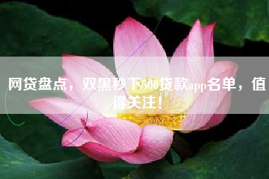 网贷盘点，双黑秒下500贷款app名单，值得关注！
