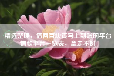 精选整理，借两百块钱马上到账的平台借款平台一览表，拿走不谢