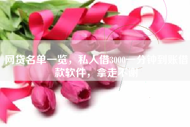 网贷名单一览，私人借3000一分钟到账借款软件，拿走不谢