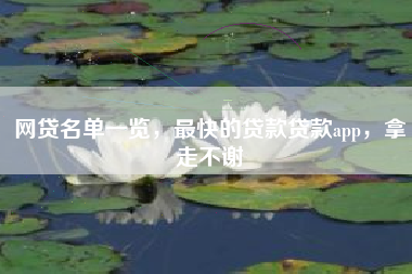 网贷名单一览，最快的贷款贷款app，拿走不谢