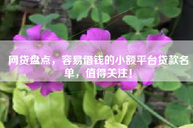 网贷盘点，容易借钱的小额平台贷款名单，值得关注！