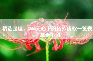 精选整理，3000元必下的贷款贷款一览表，拿走不谢