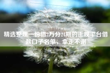 精选整理一份借2万分24期的正规平台借款口子名单，拿走不谢