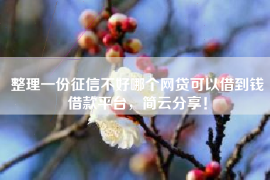 整理一份征信不好哪个网贷可以借到钱借款平台，简云分享！