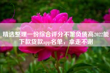 精选整理一份综合评分不足负债高2022能下款贷款app名单，拿走不谢