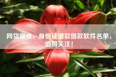 网贷盘点，身份证借款借款软件名单，值得关注！