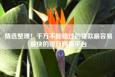 精选整理！千万不能错过的贷款最容易最快的银行网贷平台