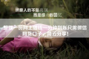 整理一份网上借钱一分钟到账只需微信网贷口子，简云分享！