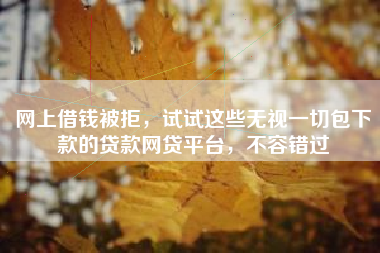 网上借钱被拒，试试这些无视一切包下款的贷款网贷平台，不容错过
