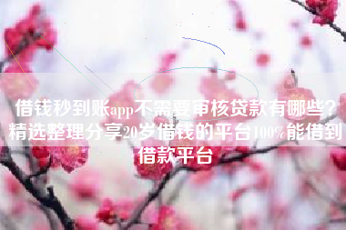 借钱秒到账app不需要审核贷款有哪些？精选整理分享20岁借钱的平台100%能借到借款平台